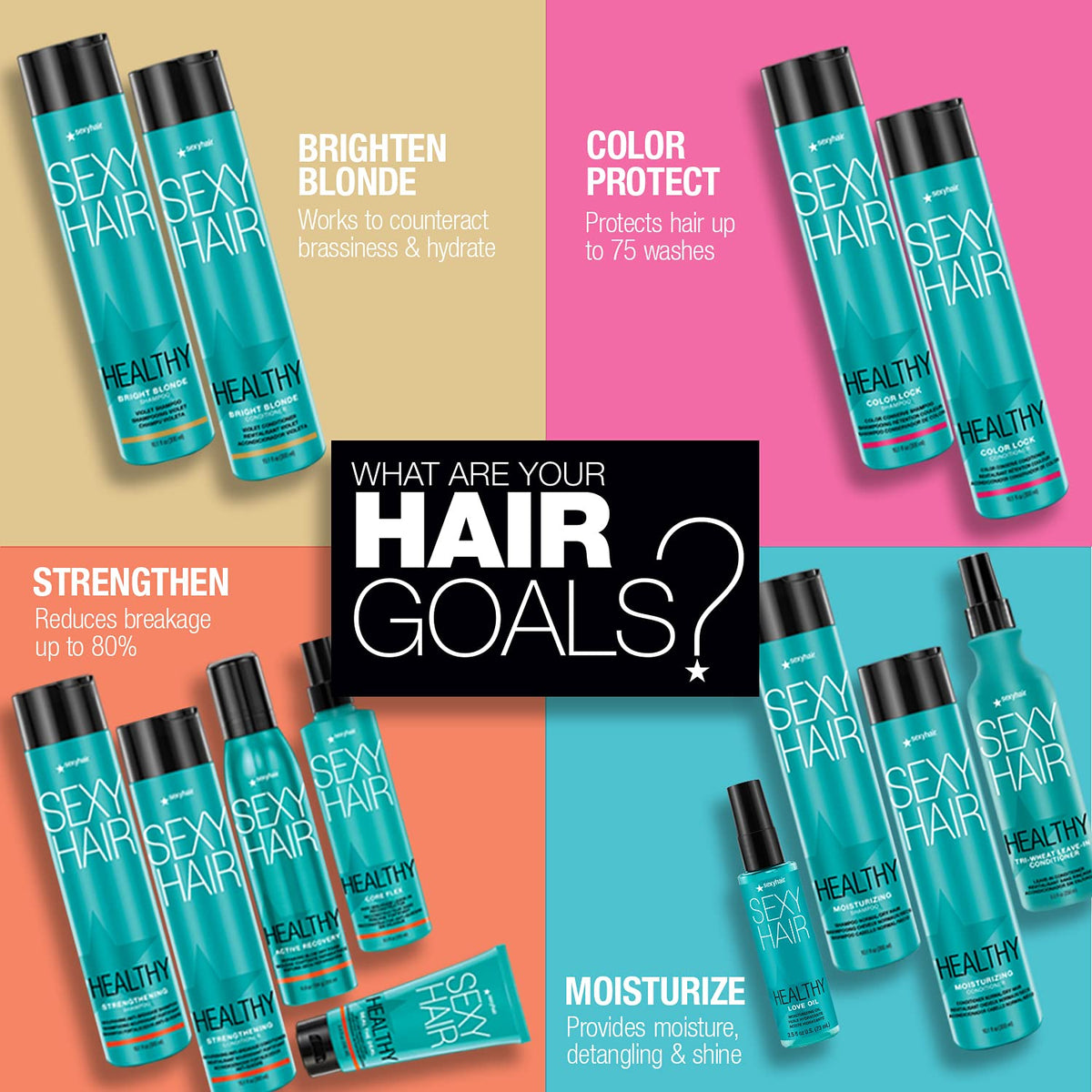 SexyHair Healthy Strengthening hair close-up shows stronger, resilient strands