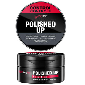 SexyHair Polished Up Pomade bottle top shows strong hold and lasting shine.