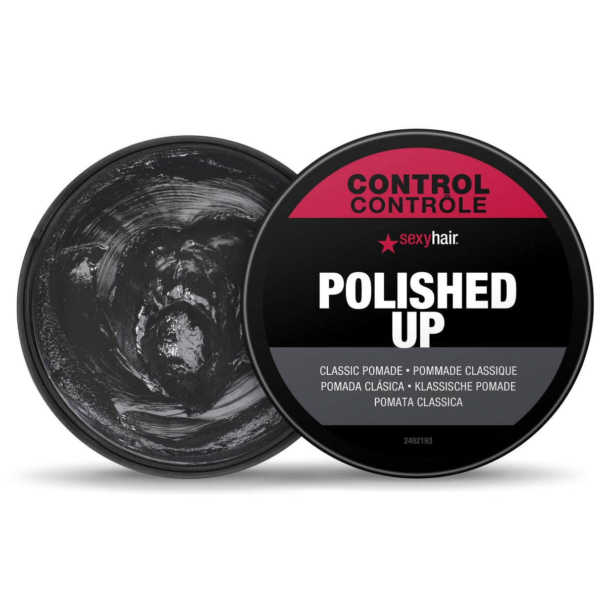SexyHair Polished Up Pomade on hair highlights a polished glossy finish.