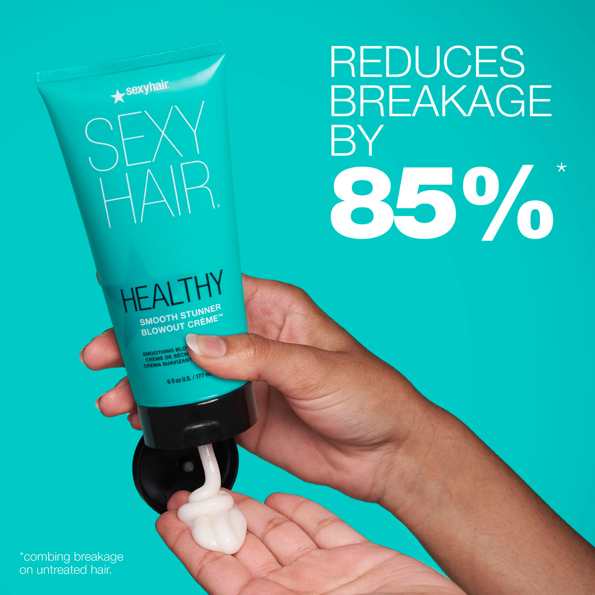 SexyHair Smooth Stunner bottle back highlights lightweight, non-sticky finish