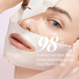 SEYOUL Collagen Jelly Mask sheet closeup showing gentle, moisture-rich contact with skin.