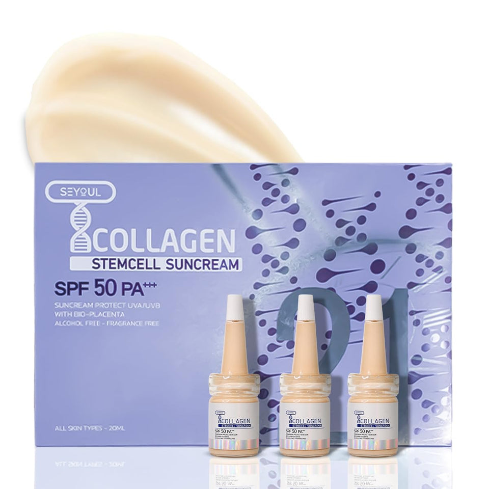 SEYOUL T-Collagen Sunscreen Serum bottle in morning routine for protection