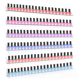Sezanrpt 24-inch acrylic rack on wall for clear bottle visibility and easy color selection.