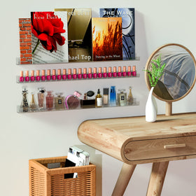 Sezanrpt clear acrylic nail polish shelf with diamond edge enhances bottle visibility.