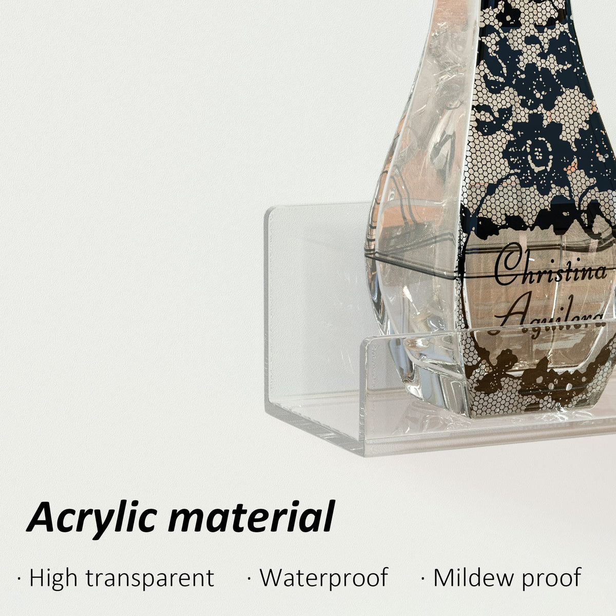 Sezanrpt multi-use display shelf for cosmetics, perfumes, and accessories.