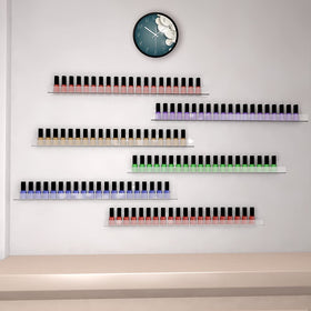 Sezanrpt versatile storage for cosmetics and accessories in one wall display.