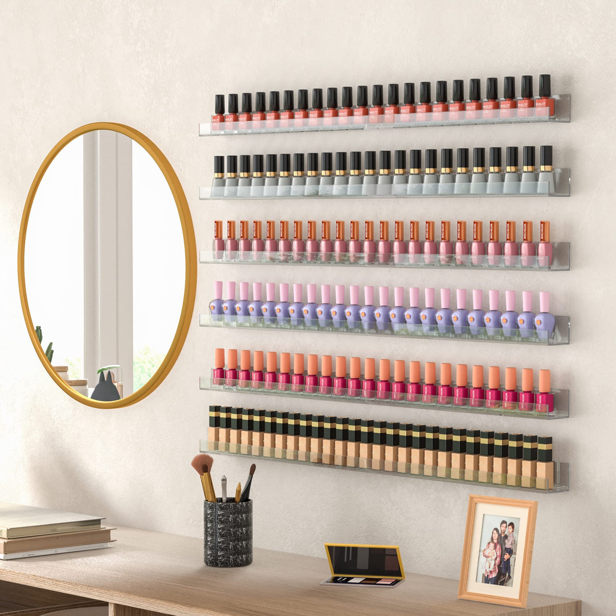 Sezanrpt wall-mounted shelf includes installation hardware for quick setup.