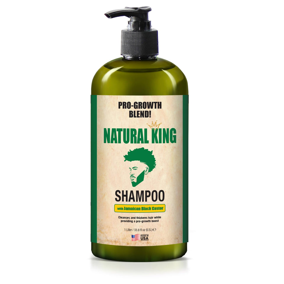 SFC Natural King Jamaican Black Castor Oil Shampoo bottle with rich lather and thickening potential for men's hair