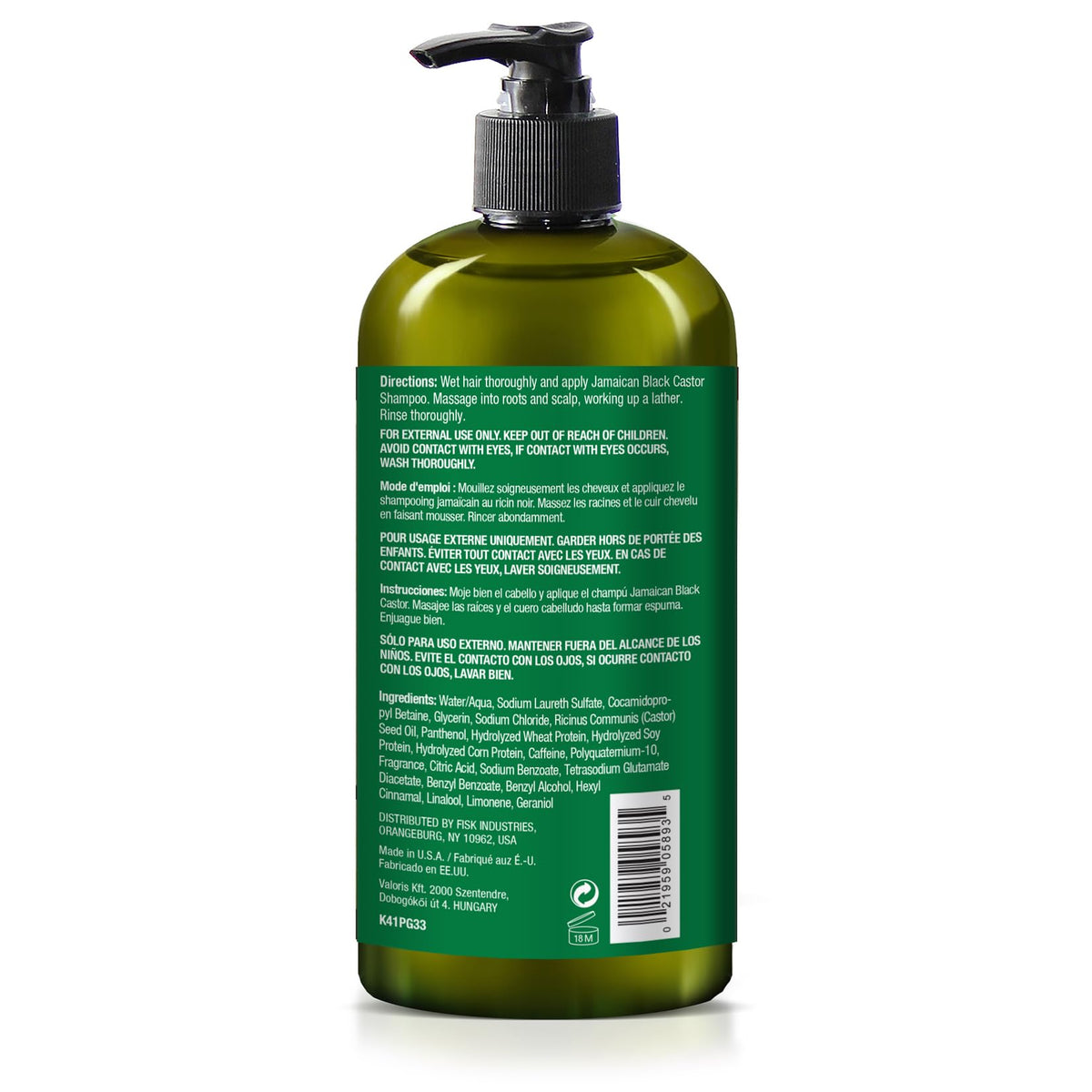 SFC label close-up highlighting Jamaican Black Castor Oil and natural ingredients for nourishment
