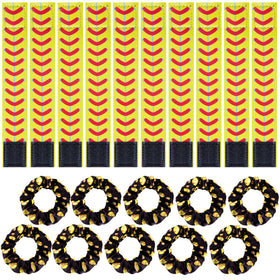 Sfcddtlg softball sleeve holders in red, yellow, and black keep sleeves secure during play.