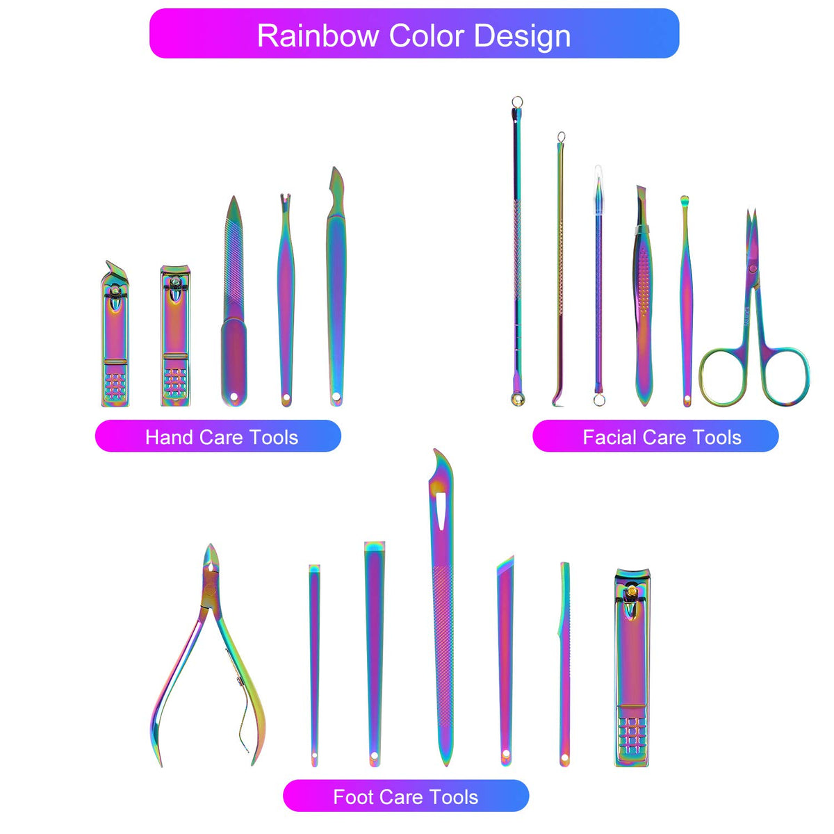 SFYDOM Rainbow Manicure Kit callus removers for comfortable foot care.