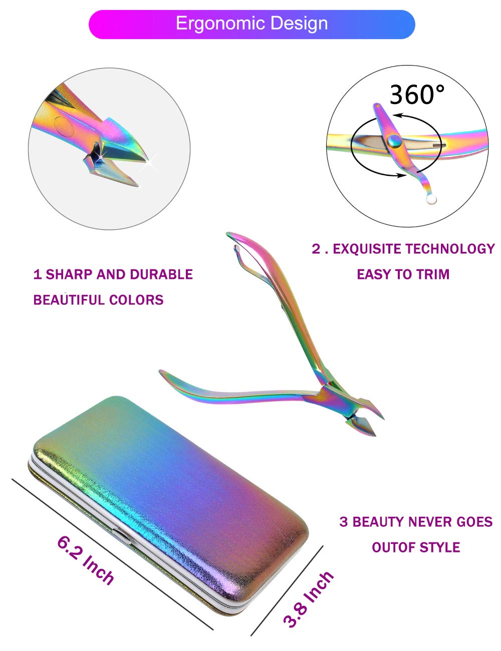 SFYDOM Rainbow Manicure Kit nail clippers for clean, efficient nail trimming.