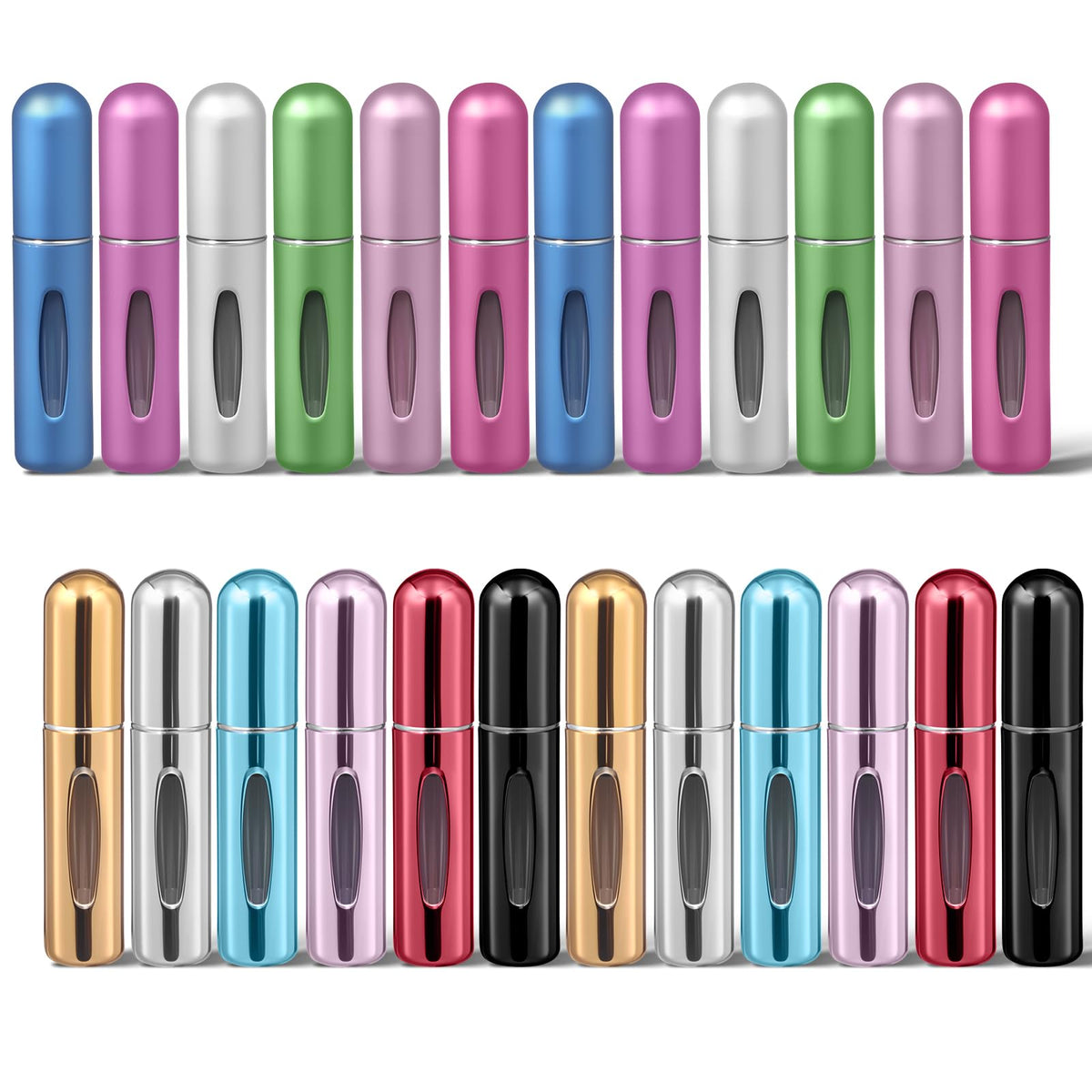 Sghgcvjjf 24-piece travel perfume bottles set in vibrant colors for organized scents