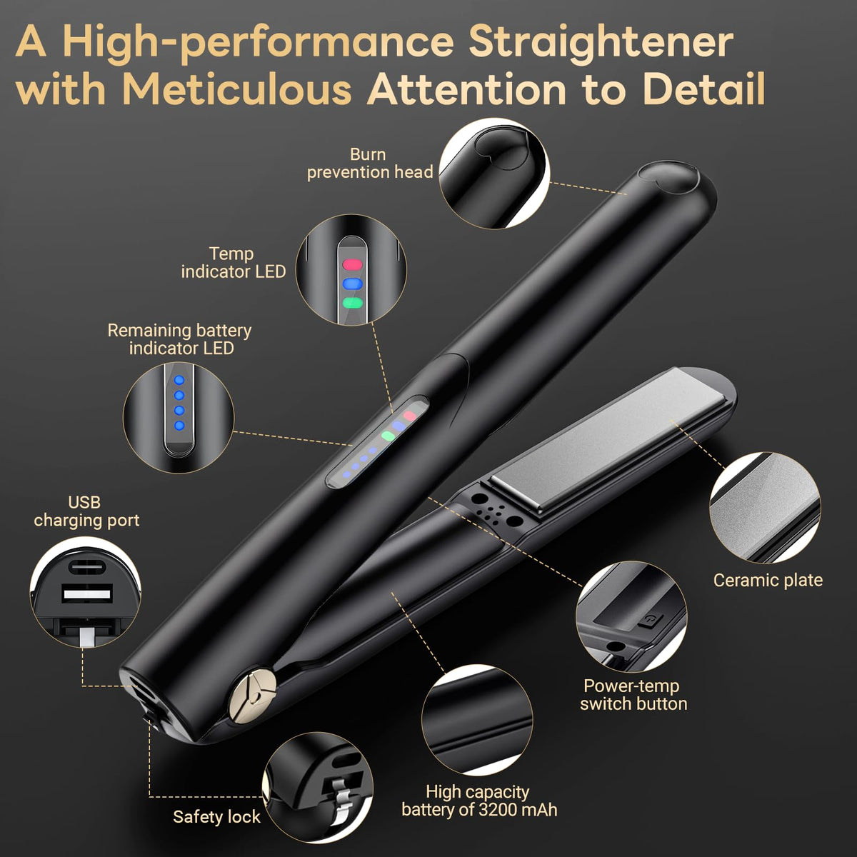 Sglyq USB-C rechargeable battery supports 30–40 minutes of cordless styling.