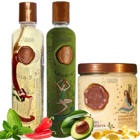 SHAEIO Botanical Ritual Shampoo Mint-Chili cleanses scalp and supports dandruff management.