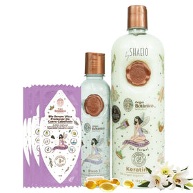 SHAEIO Keratin Hair Mask bottle showing organic formula for sleek hair