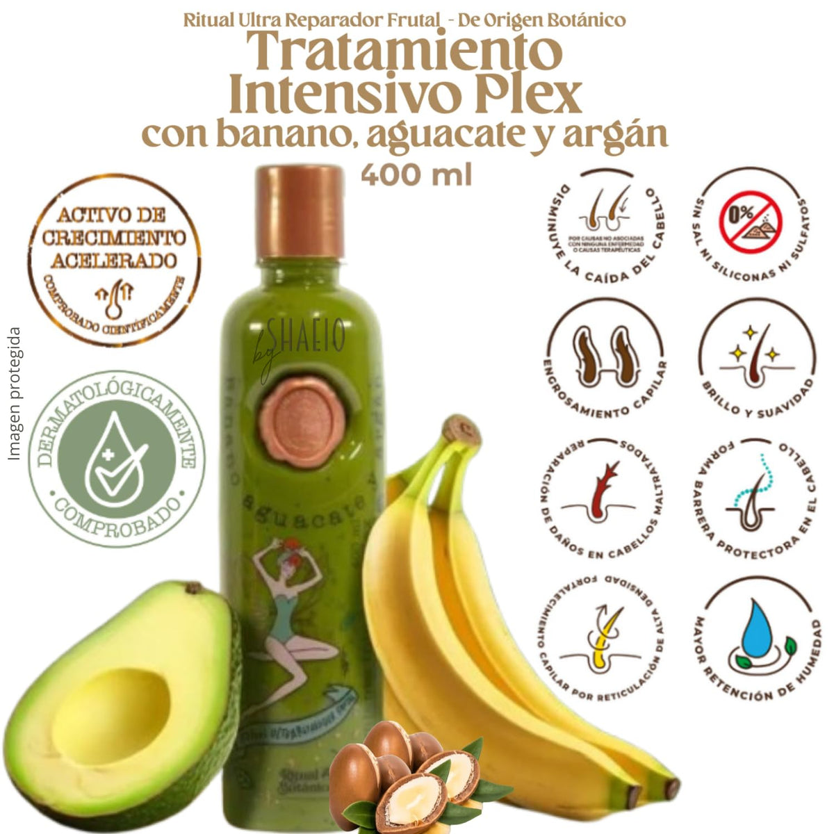 Banana and avocado ingredients highlight the Plex formula