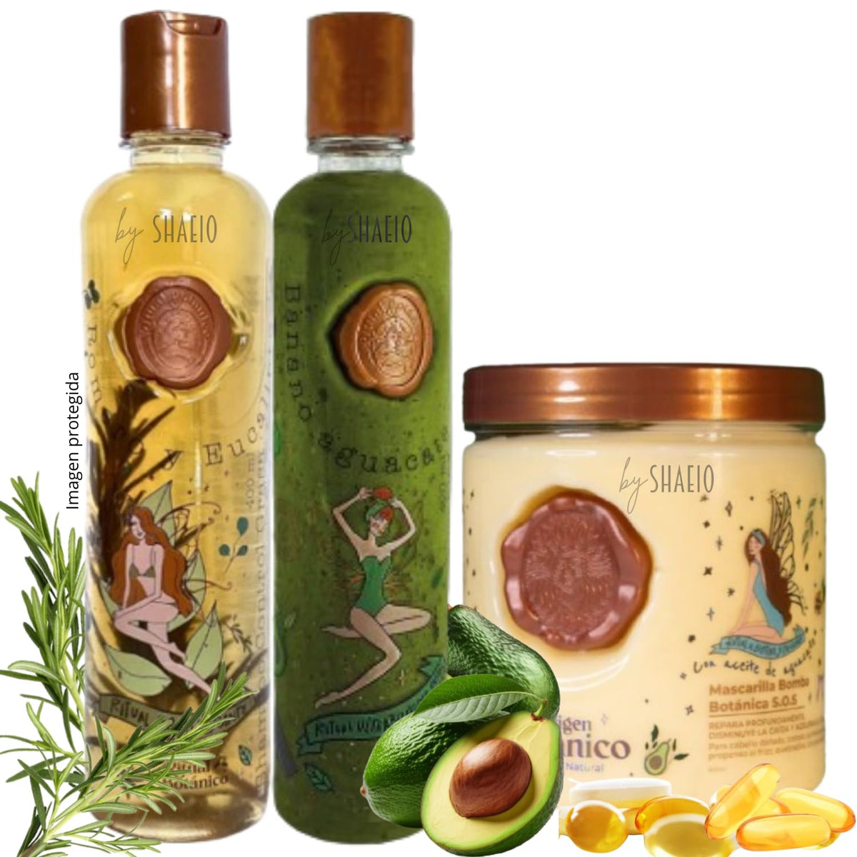 SHAEIO Ritual Botánico Rosemary Shampoo bottle – promotes healthy shine and hydration.