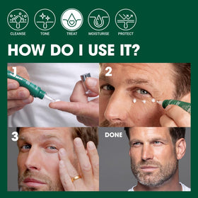 Age Def-Eye packaging with pump for easy use.