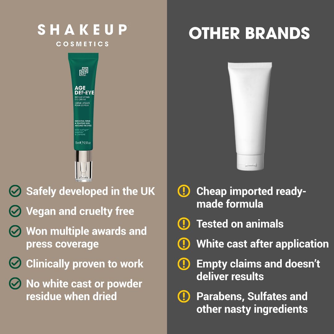 Vegan and cruelty-free Shakeup Age Def-Eye label.
