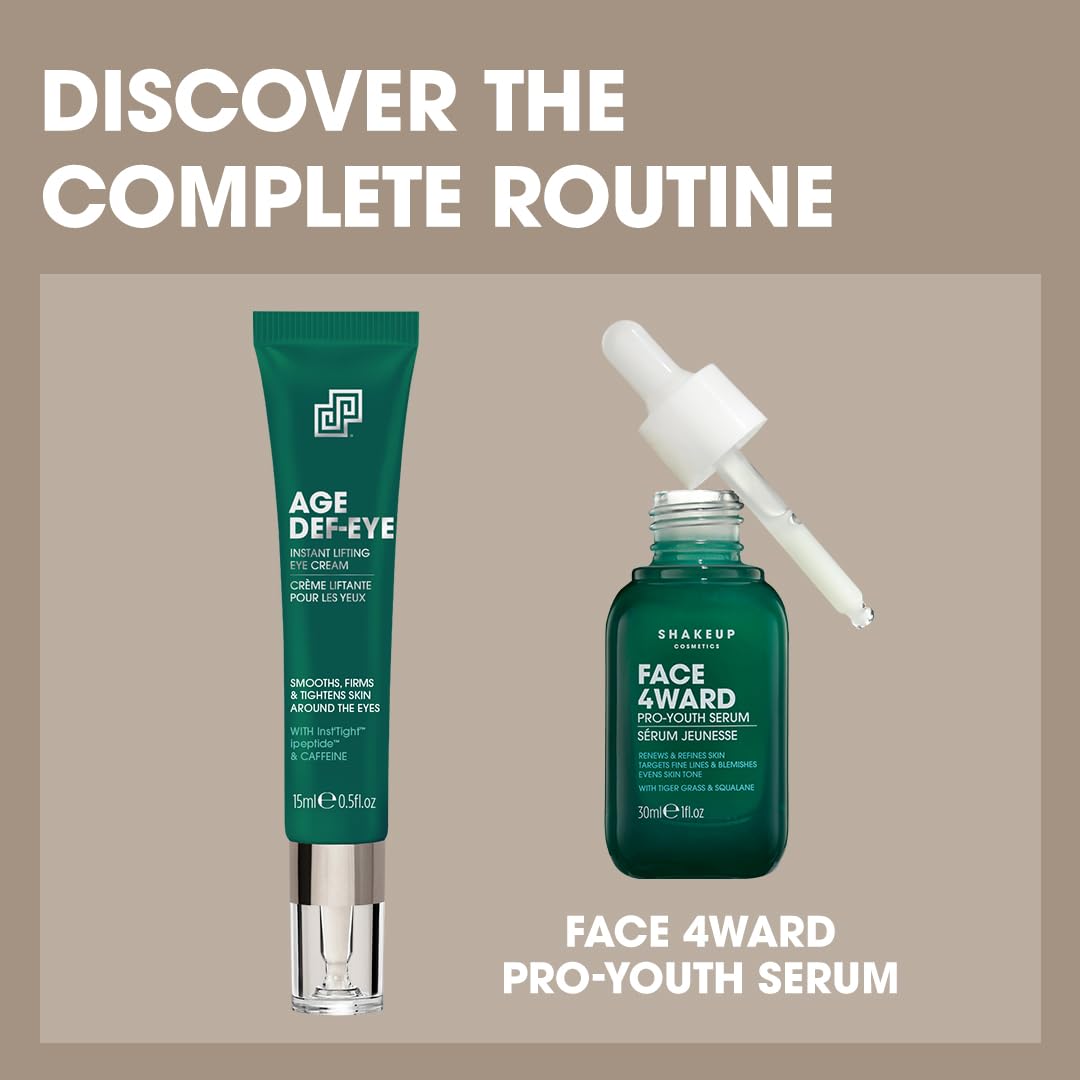 Man applying Age Def-Eye in morning routine.