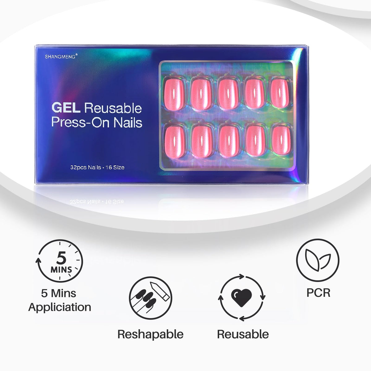 ShangMeng 14-day hold with glue on press-on nails for longer wear.