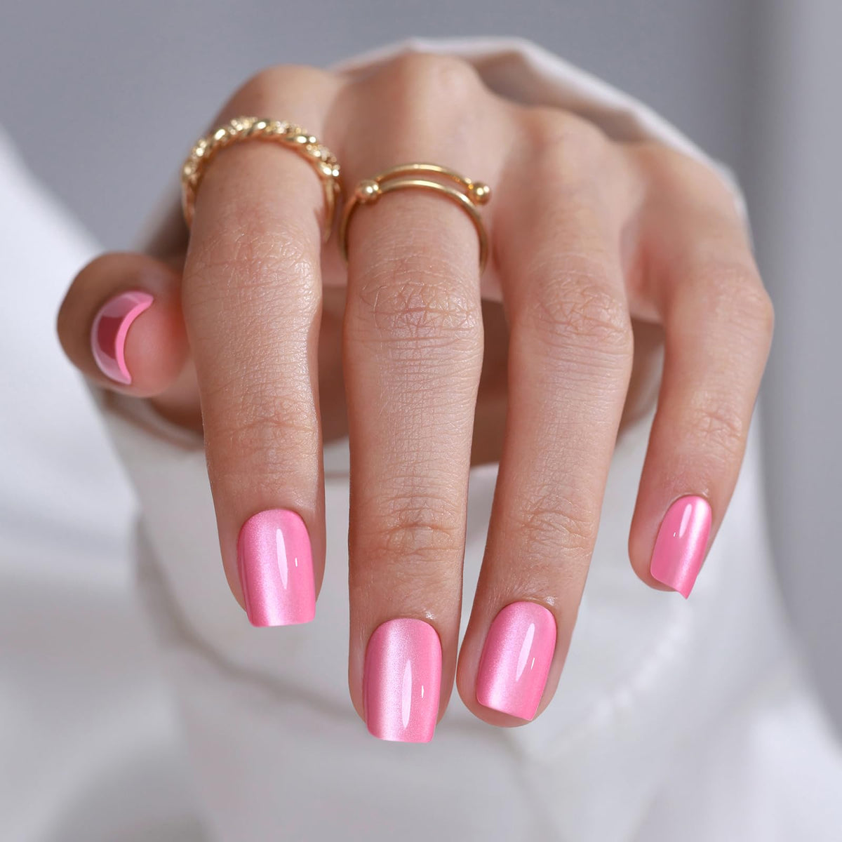 ShangMeng pastel baby pink press-on nails for a salon-grade finish at home.