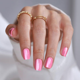 ShangMeng pastel baby pink press-on nails for a salon-grade finish at home.