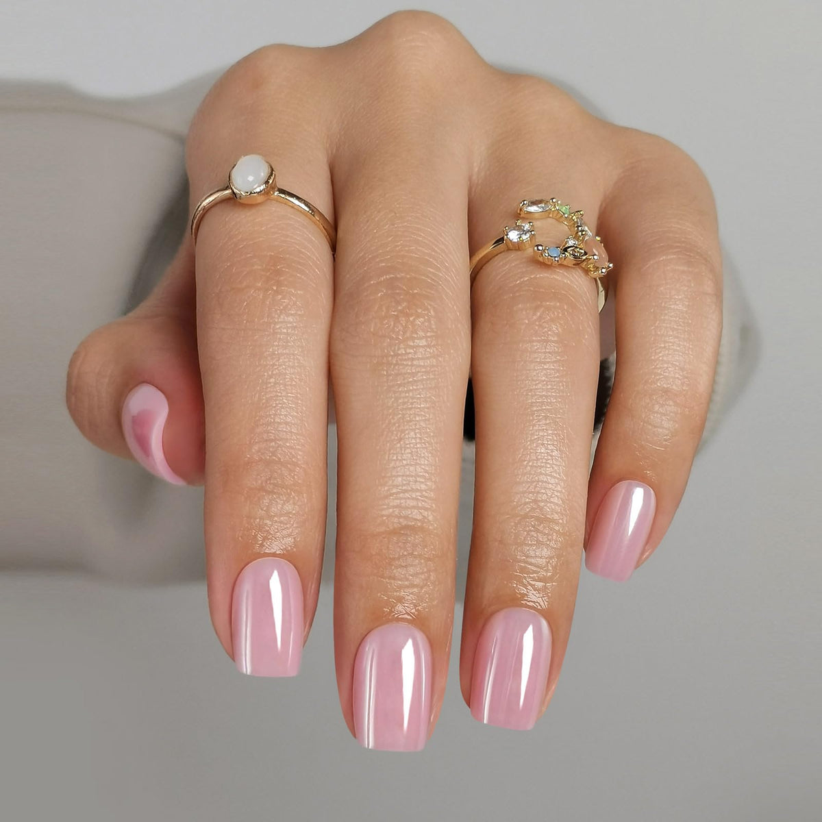 ShangMeng pink chrome press-on nails square for salon-quality at-home manicure.