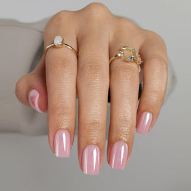 ShangMeng pink chrome press-on nails square for salon-quality at-home manicure.