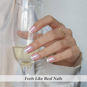 SHANGMENG soft gel press-on nails application closeup showing easy DIY fit