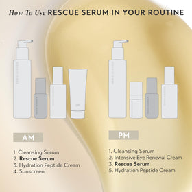 Texture close-up indicating non-greasy finish of Rescue Serum