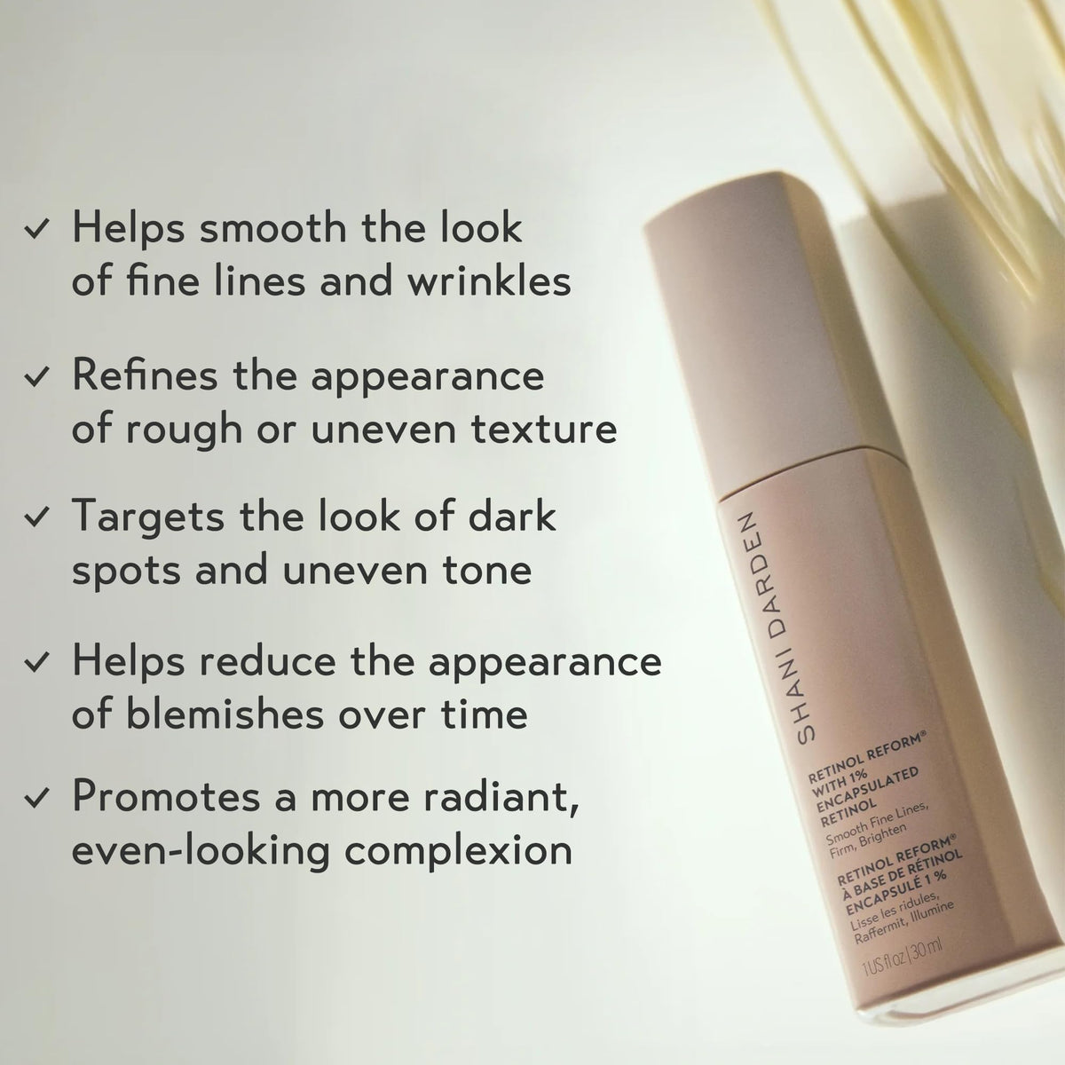 Close-up of Retinol Reform serum texture showing slow-release retinol.