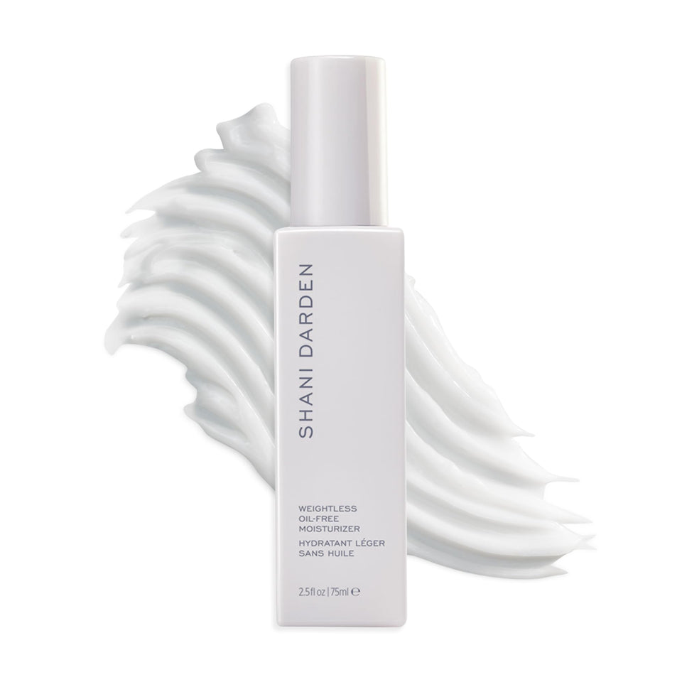 Shani Darden Weightless Moisturizer bottle pump for quick, non-greasy hydration.