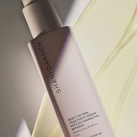 SHANI DARDEN Body Reform Serum ingredients graphic highlights Granactive Retinoid and vitamin C.
