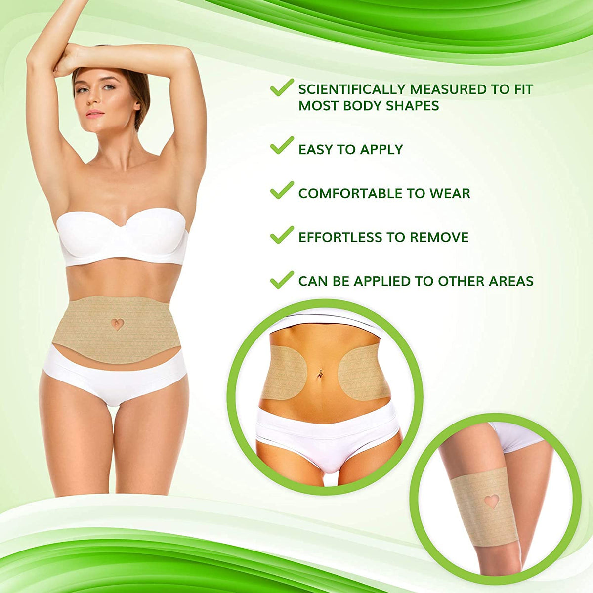 Shape and Tone Contouring Wrap applicator in use for precise at-home contouring