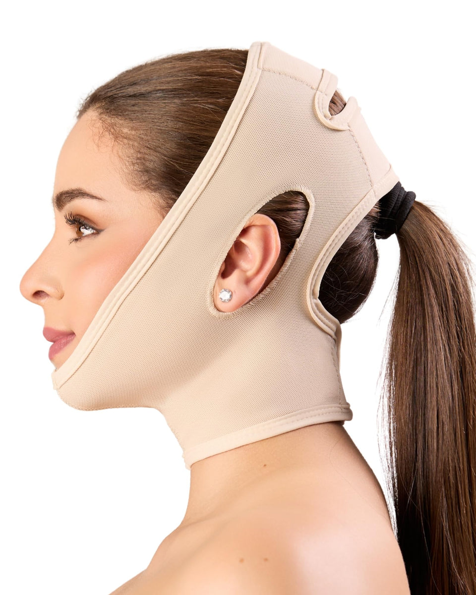 SHAPE CONCEPT 301 chin strap front view for secure compression post-surgery