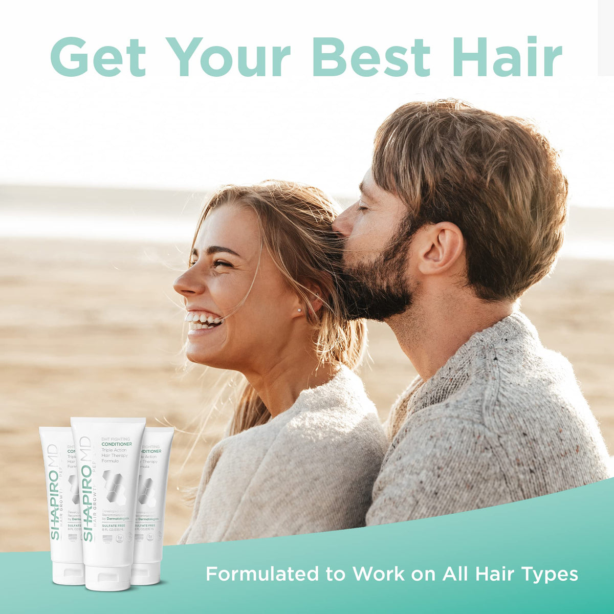 Shapiro MD bottle pour captures creamy conditioner for smoother, more manageable hair.