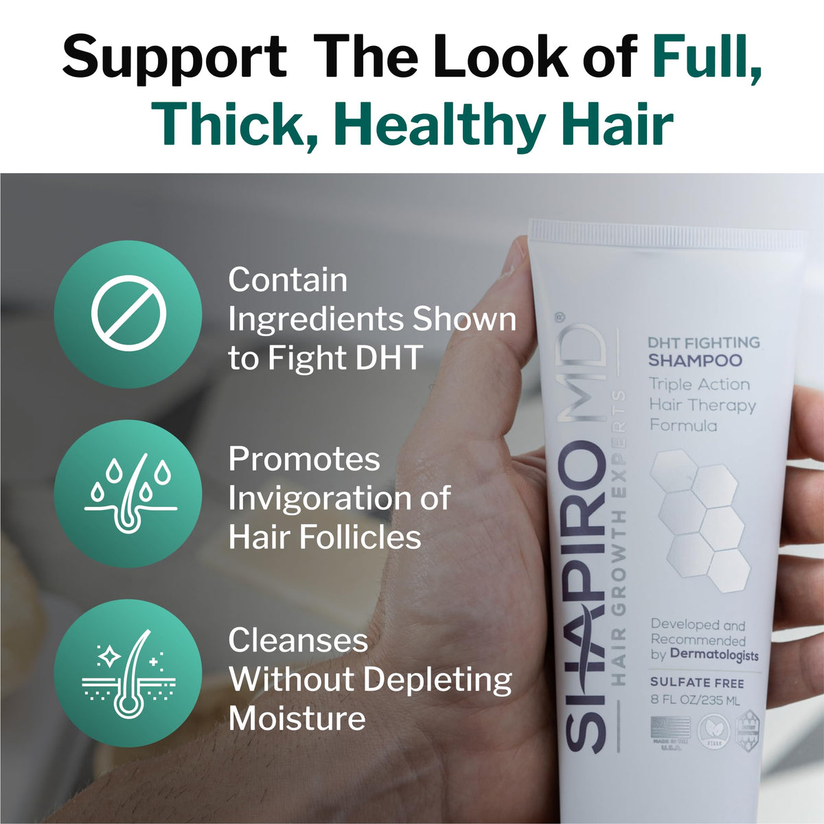 Shapiro MD Hair Growth Experts shampoo scalp massage scene suggests practical use