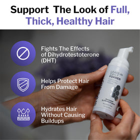 Shapiro MD Leave-In Foam applied to scalp during routine for daily care