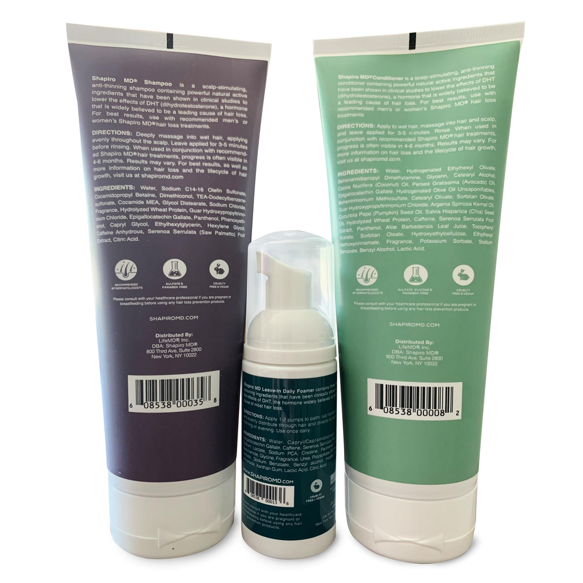 Close-up of hair strands showing fuller look with Shapiro MD kit