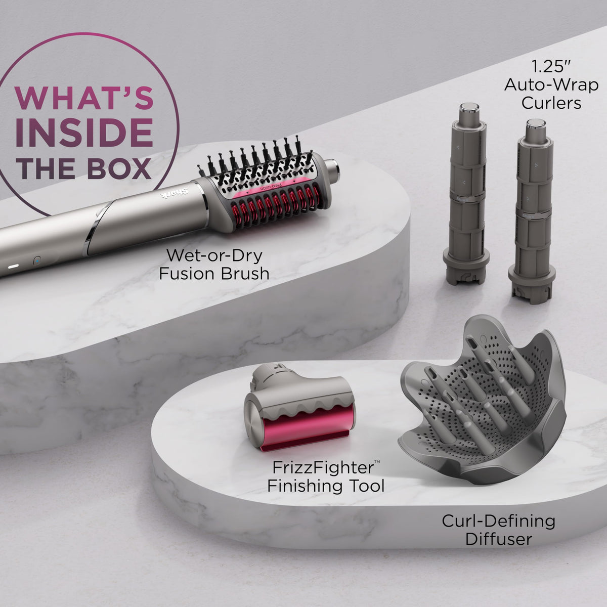 Shark FlexFusion FrizzFighter finishing tool smoothing flyaways and adding shine