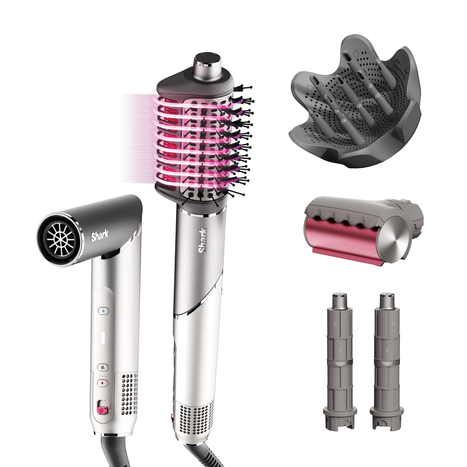 Shark FlexFusion hair dryer in action delivering quick drying with reduced heat exposure