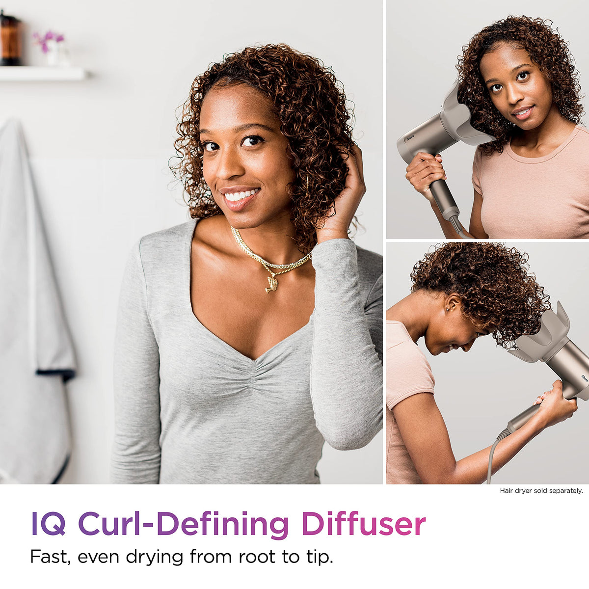 Shark IQ Curl-Defining Diffuser retracted prongs protect scalp on short curls