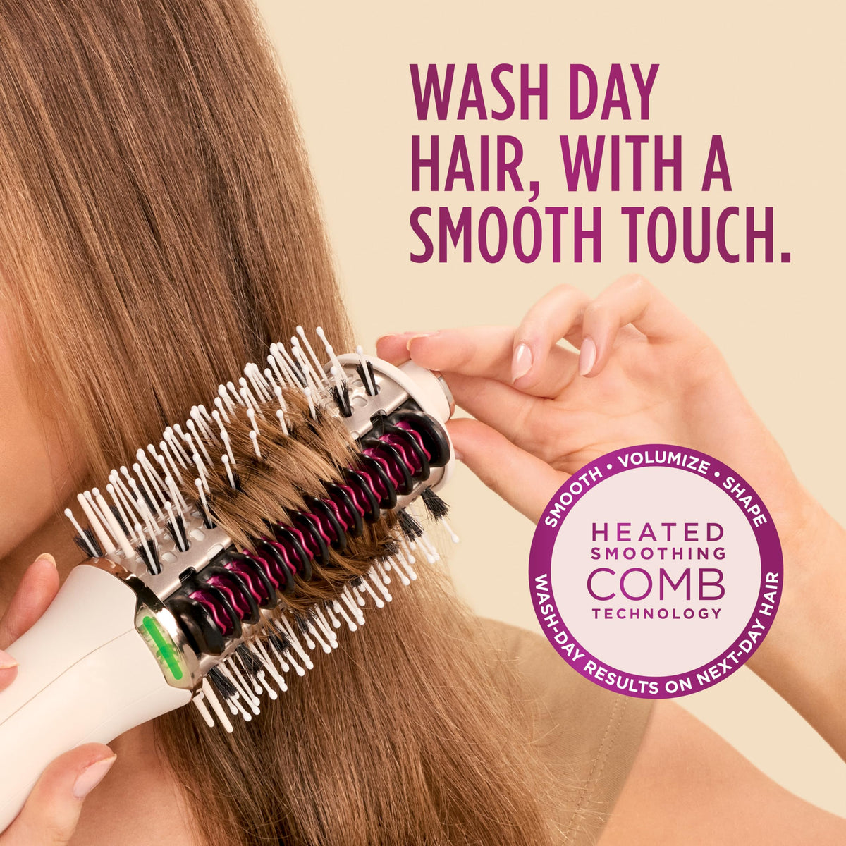 Shark HT212 wet-to-dry volumizing action reduces heat exposure during styling.
