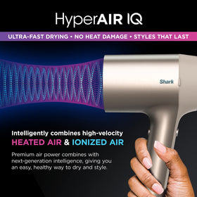 Shark HyperAIR IQ Styling Brush attached for drying, straightening and shine