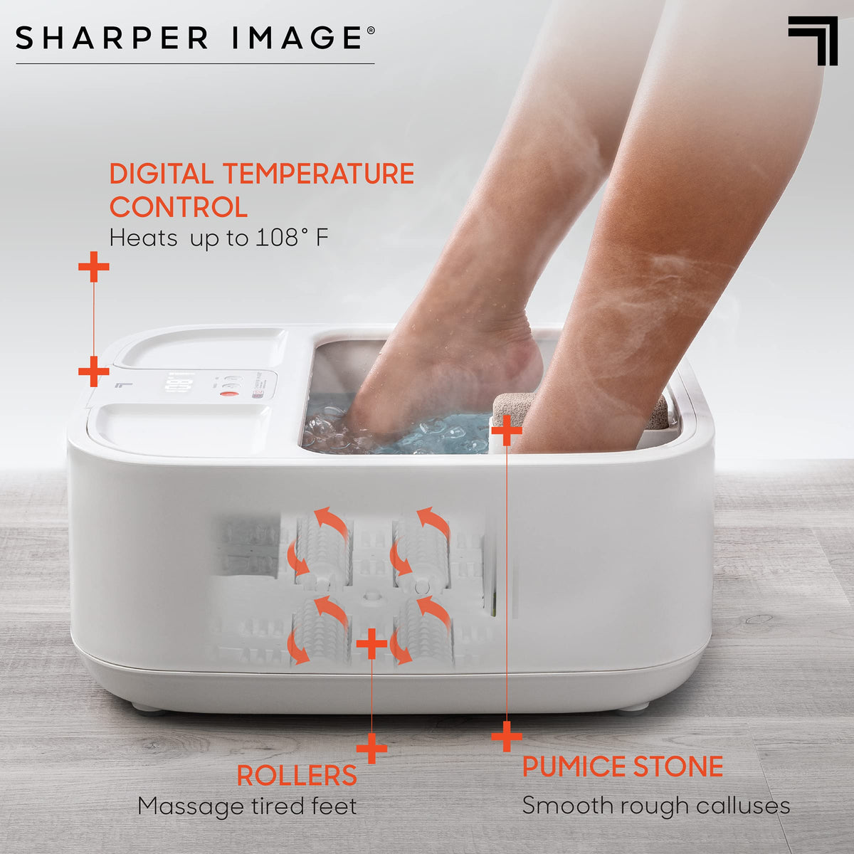 Sharper Image Spahaven heated foot bath with massage rollers soothing soles