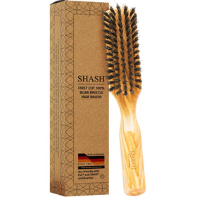 SHASH boar bristle brush close-up reveals gentle detangling action.