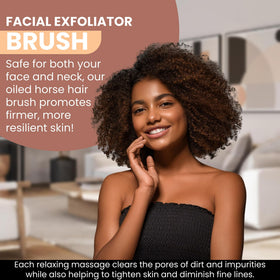 SHASH exfoliating brush in use for a glowing, even-toned complexion