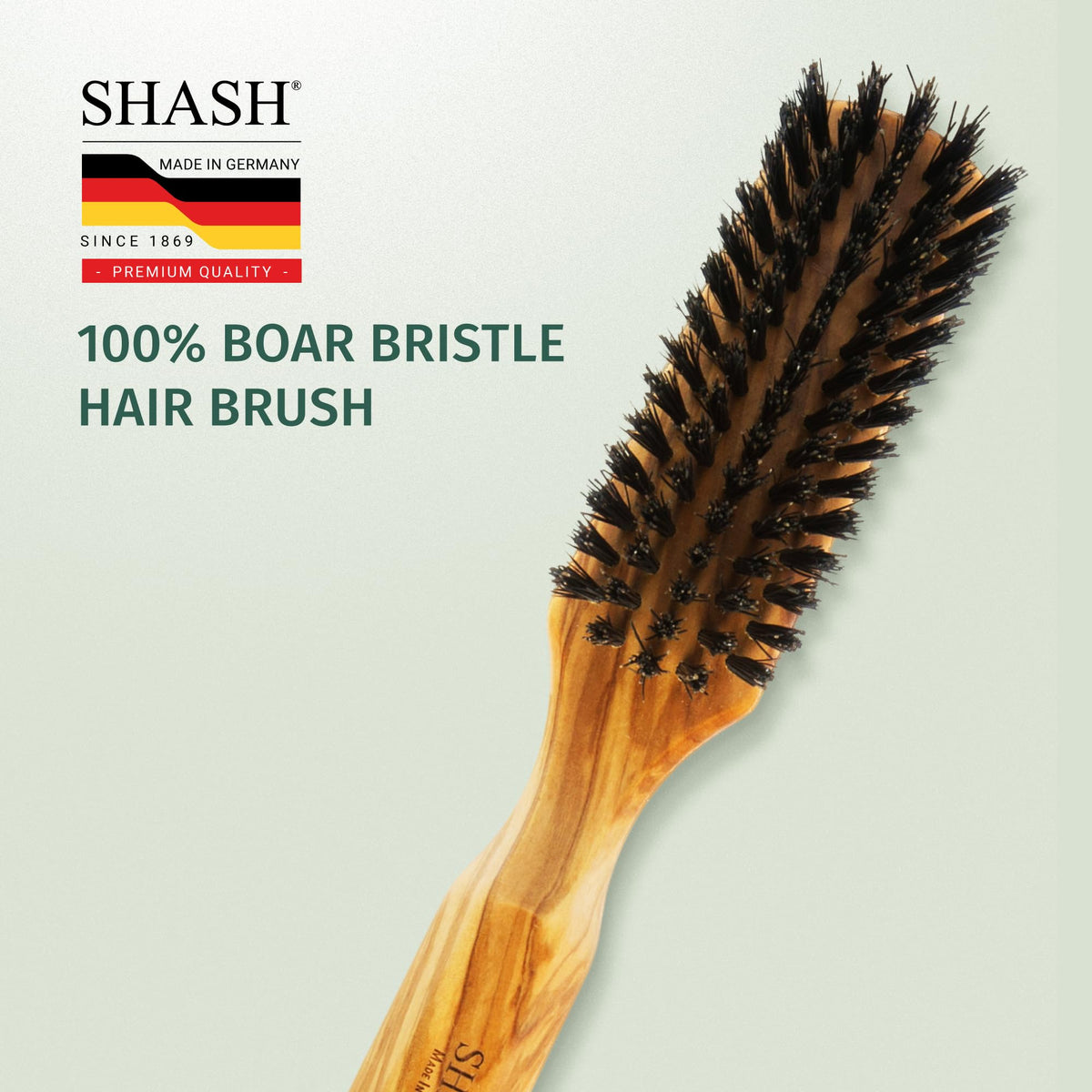 SHASH German-made quality brush emphasizes precise craftsmanship.
